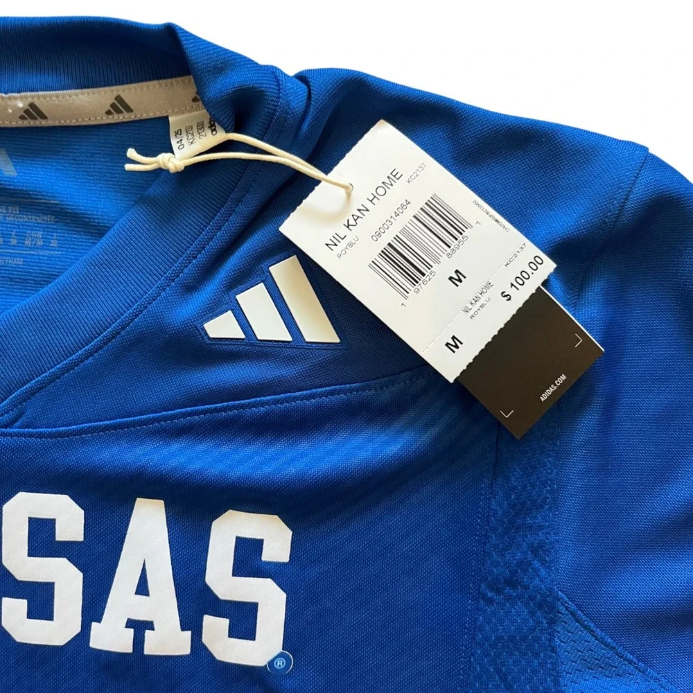 Adidas‎ Kansas Jayhawks NIL Kan Home Football Jersey Royal Blue KC2137 Mens M